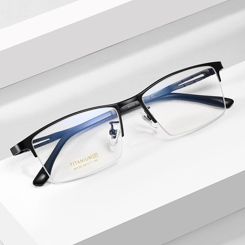 商务纯钛半框近视眼镜框架超轻男士金属眼镜架可配度数