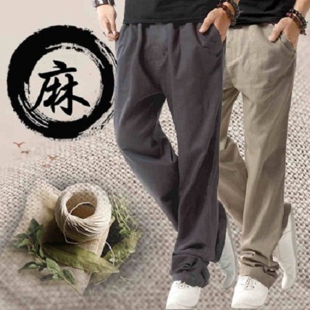 亚麻裤男宽松棉麻l长裤薄款男士休闲裤夏季麻布裤子潮复古直筒大