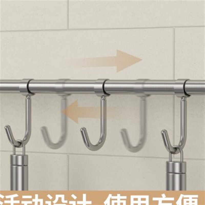实心304不锈钢厨房挂钩壁挂可活动排钩 锅铲厨Q具挂杆五金橱柜挂