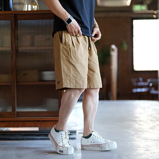 美式休闲山系户外运o动短裤男装夏季潮流新款松紧腰百搭纯色五分