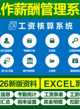 Excel公司工资薪酬管理系统软件薪酬工资条自动个税财务人事表格