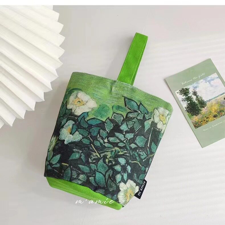 文艺手拎帆布梵高绘画水桶礼品袋图片