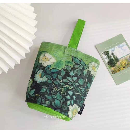 文艺手拎帆布梵高绘画水桶礼品袋
