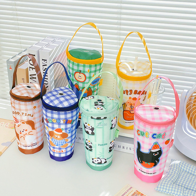 卡通奶茶杯套手提保温保鲜杯套办公室便携手提杯袋学生带奶茶袋子