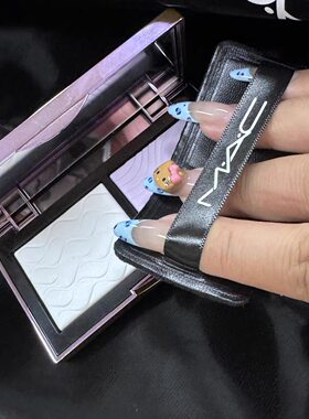 适配粉扑 MAC魅可紫白饼粉饼粉扑长方形黑皮革植绒面部定妆粉扑