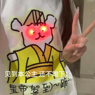皇帝驾到衣服线条小狗跪下短袖T恤套装轻拍会发光搞笑上衣情直发