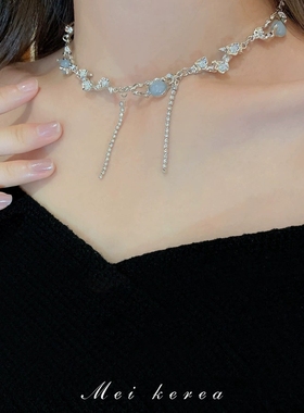 项链丰美锆石锁骨链女钛钢