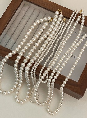 复古项链嘉静珍珠锁骨链女珍珠