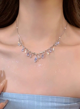 小众设计感锁骨链RONERAI锆石女