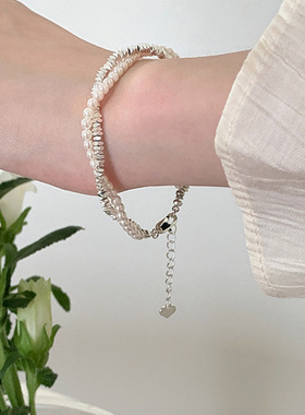 缠绕珍珠手链RONERAI碎银子小众