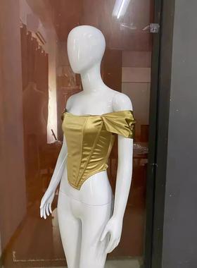 satin apparel one corseted bra way undershirt crop shoulder