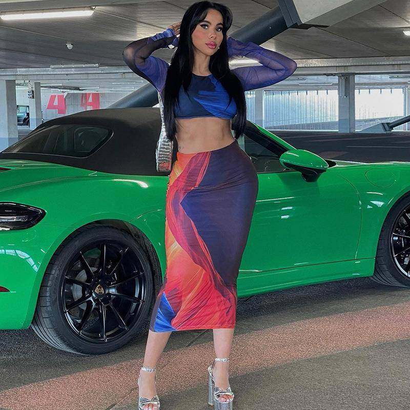 women for suits two-piece suits skirt hip-wrapped lace-up