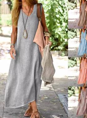 summer dress solid sundress skirt size swing and long