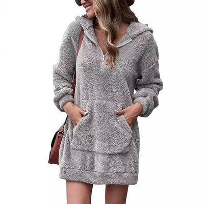 Jacket Sweatshirt Pocket Plush Zipper Loose Hooded Fleece