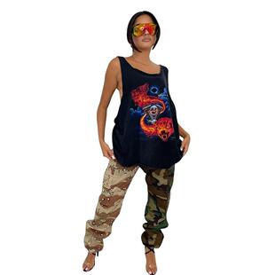 personality camouflage color Womens fashion contrast
