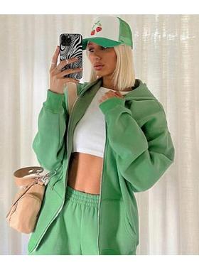 Casual hooded women sportswear jogging suit for Loose