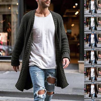 Mens cardigan solid color loose knitted coat sweater