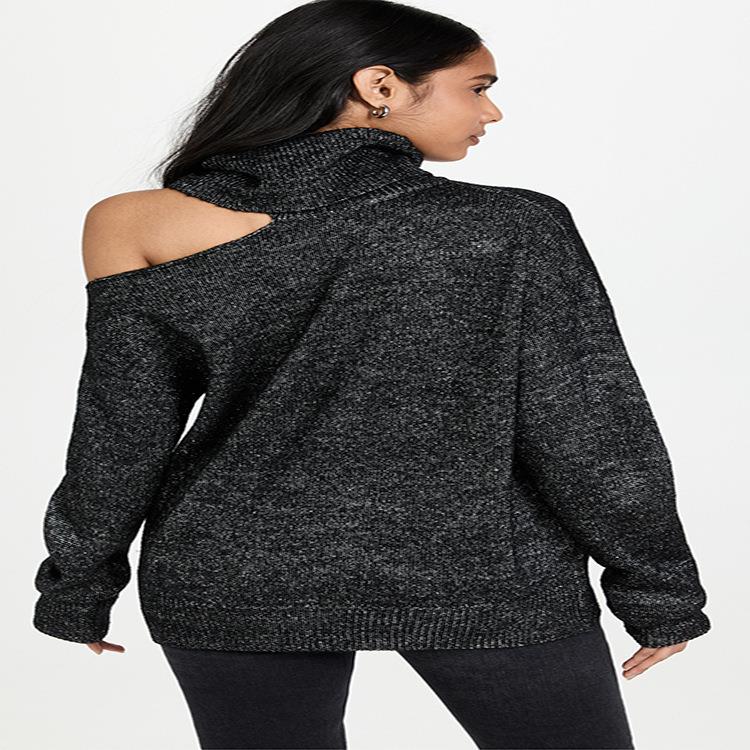 Solid two womens and with lapels off-shoulder sweater