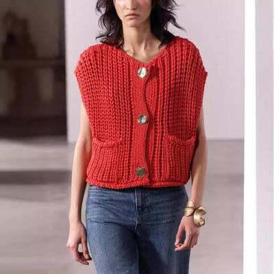 needle knitted temperament sweater thick sweater sleeveless