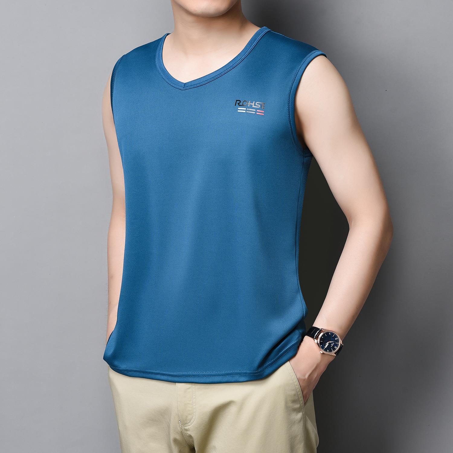 round loose shirt sports solid mesh color sweat vest cool