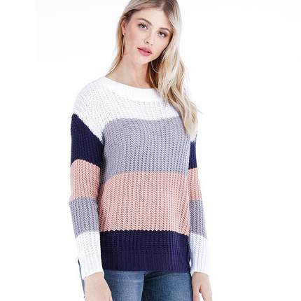 autumn and winter women slash necked off shoulder pullover