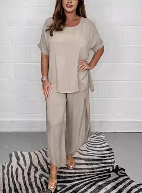 plus size woman clothes outfits -shirt and high-waisted