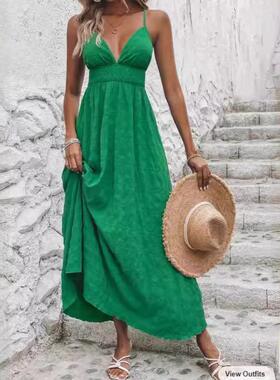 womens draping fashion color dress versatile back solid