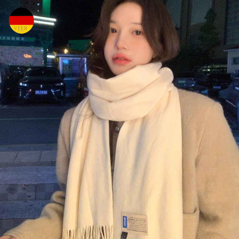 德国新款纯色围巾女冬季百搭高级感披肩仿羊绒时尚秋冬天加厚围脖