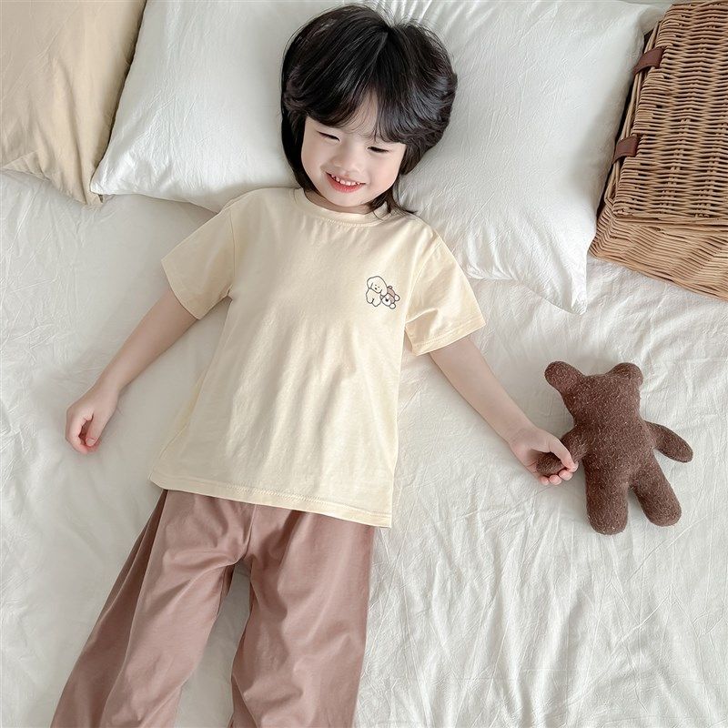 儿童纯棉睡衣夏季薄款短袖七分裤圆领套装女孩家居服抗菌空调服男,童装/婴儿装/亲子装,家居服套装,淘宝优惠券,粉丝福利购,淘宝优惠卷