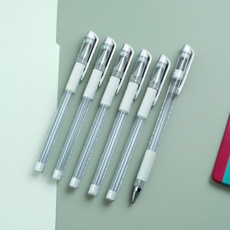 白色欧标空笔壳空笔杆中性笔笔芯替换笔管外壳空高光白色笔芯笔皮