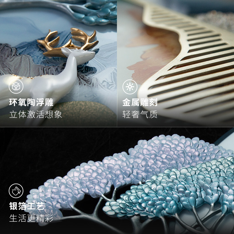 3d立体氛围客厅装饰画led灯沙发背景墙挂画大气新中式创意壁画