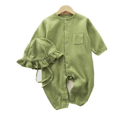 婴儿衣服冬款纯棉纱布连体衣男女宝宝秋冬装长袖A类新生可爱睡衣