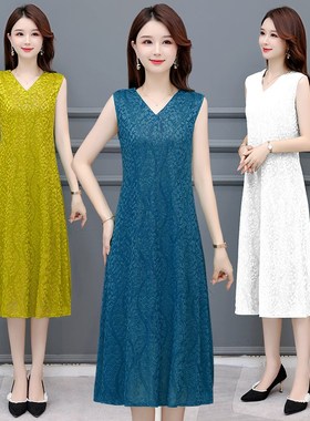 夏季真丝吊带裙女中长款外穿无袖连衣裙加肥大码宽松打底裙背心裙