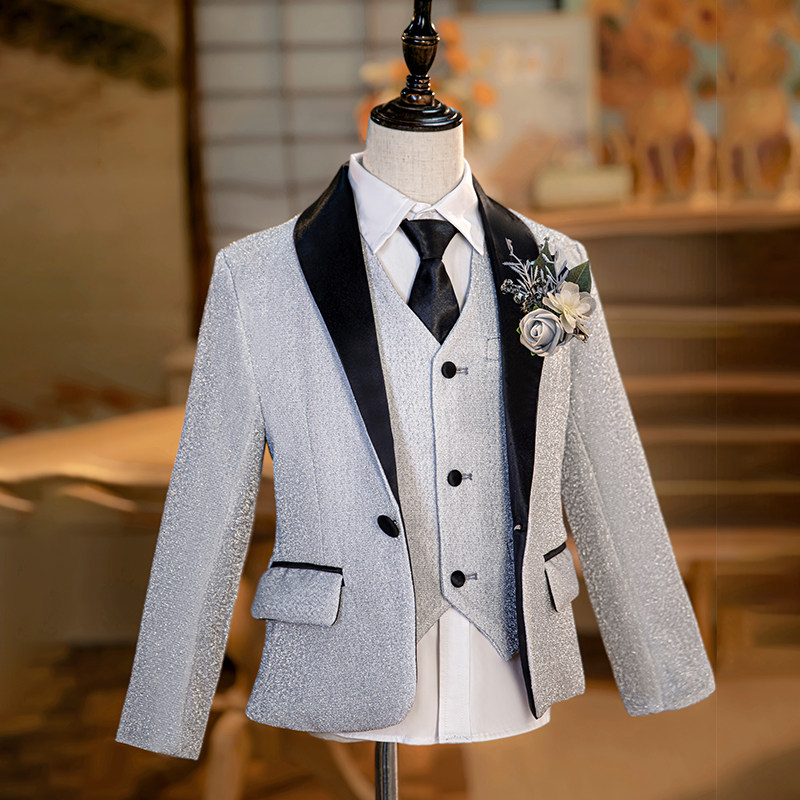 男童演出服亮片西装套装儿童礼服正装小主持人模特走秀中大童钢琴