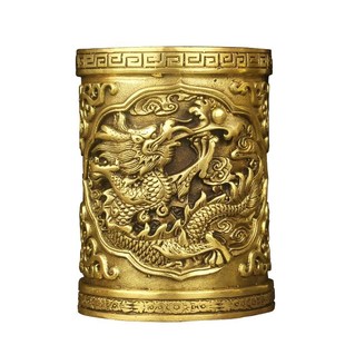 饰品摆设纯 铜龙马鹰笔筒摆件家居办公室桌面书架书房复古创意小装