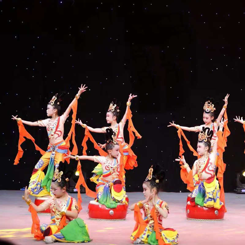 新品儿童敦煌飞天舞蹈演出服敦煌古典舞民族表演服成人反弹琵琶服