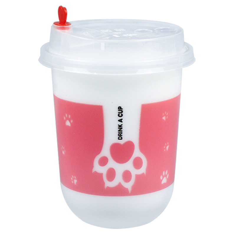 95口径奶茶杯子一次性带盖网红胖胖杯脏脏U型杯透明冷饮料杯整箱