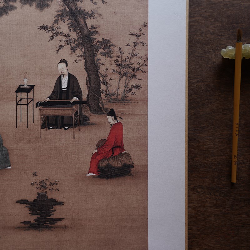 是名一鹿 听琴图宋画琴室挂画卷轴宋徽宗诗意挂画中式装饰画