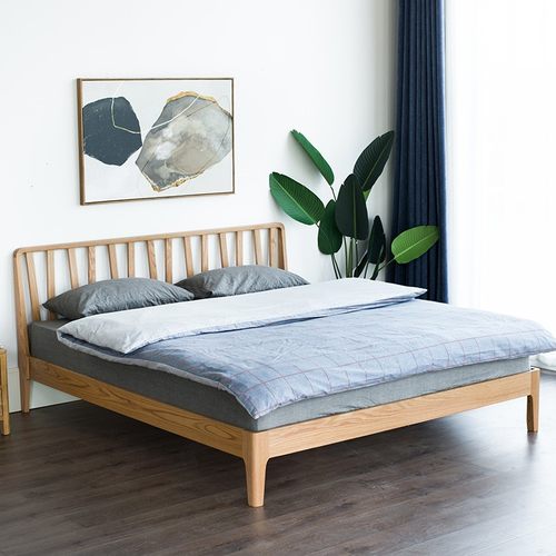 优木家具纯实木床1.8米橡木双人床1.5米单人床1.2米北欧简约家具