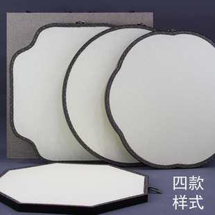 双面空白宫扇挂屏熟绢中式圆形扇子绢扇工笔画玄关书房客厅挂画