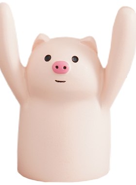 可爱举手举牌小猪摆件结婚婚房卧室摆台桌面布置装饰提醒牌卡片夹