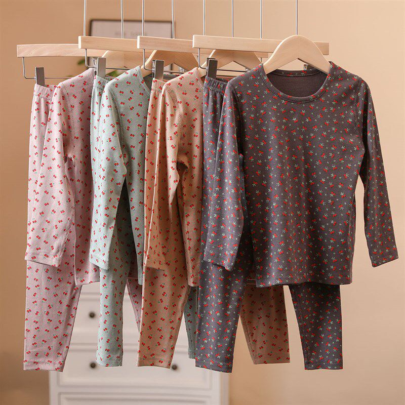 清新碎花女童家居服2021新款长袖秋衣秋裤儿童内衣套装保暖秋冬