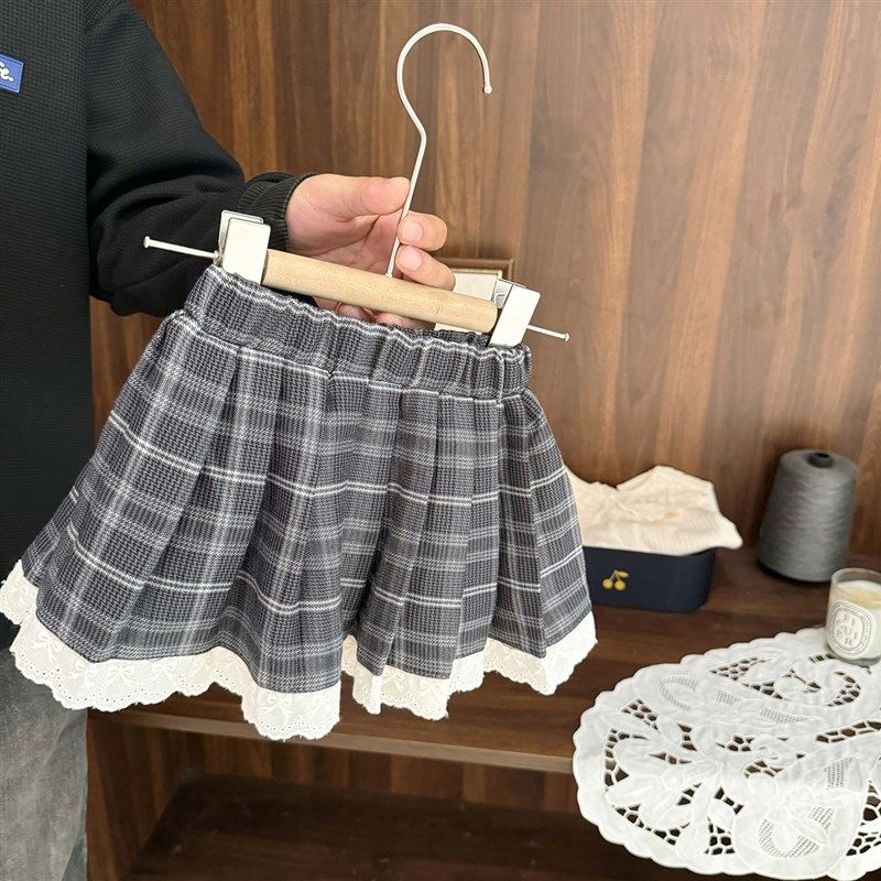 女宝宝绅雅学院风套装女童秋季2024新款女婴儿背心衬衫短裙三件套