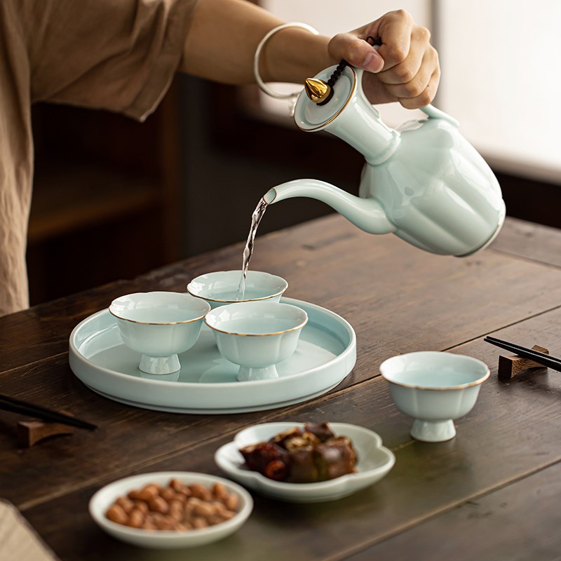 中式陶瓷老式分酒器白酒家用五百毫升温酒壶家用烫酒电加热恒温器