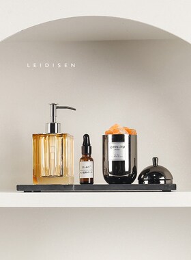 样板房间酒店浴室饰品搭配套装洗手台面水晶乳液瓶大理石托盘组合