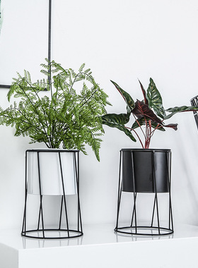 创意北欧风几何花盆花篮摆件家居阳台落地花架窗台小摆设软装饰品