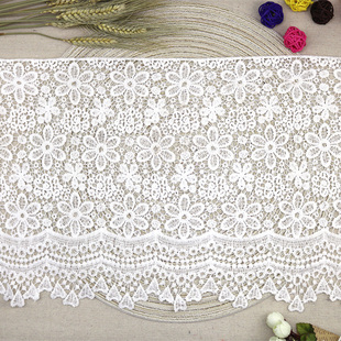 宽27厘米花边辅料水溶蕾丝镂空黑色棉线加厚布料窗帘裙子下摆装 饰