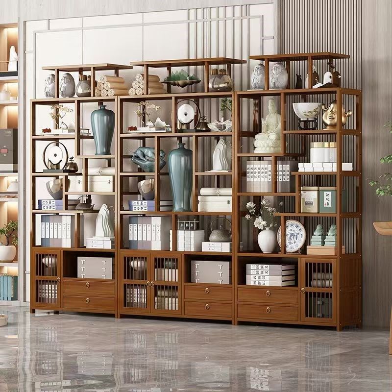 实木新中式多宝阁茶叶展示摆件博古置物架客厅摆放柜落地玄关柜