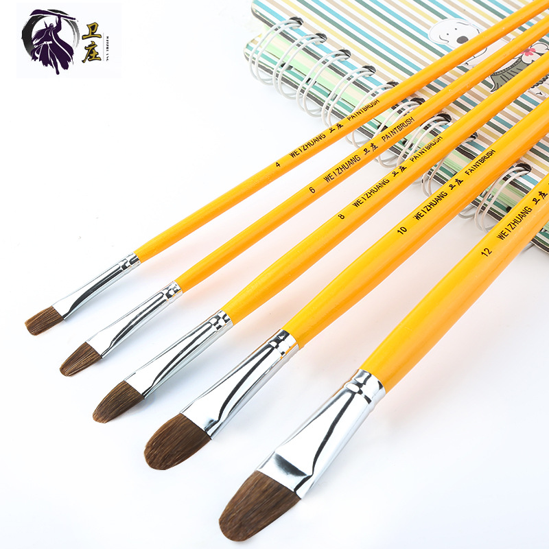 油画笔狼毫绘画笔套装6支圆锋水彩笔丙烯油画笔单支学生用画画笔