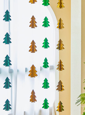 圣诞节装饰布置圣诞树吊饰悬挂吊旗挂饰纸质珠宝店铺创意吊顶挂件